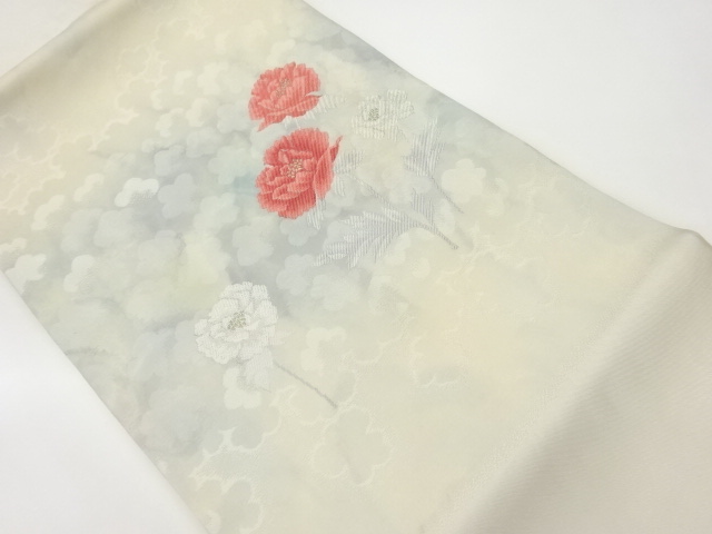 草花模様織出し名古屋帯